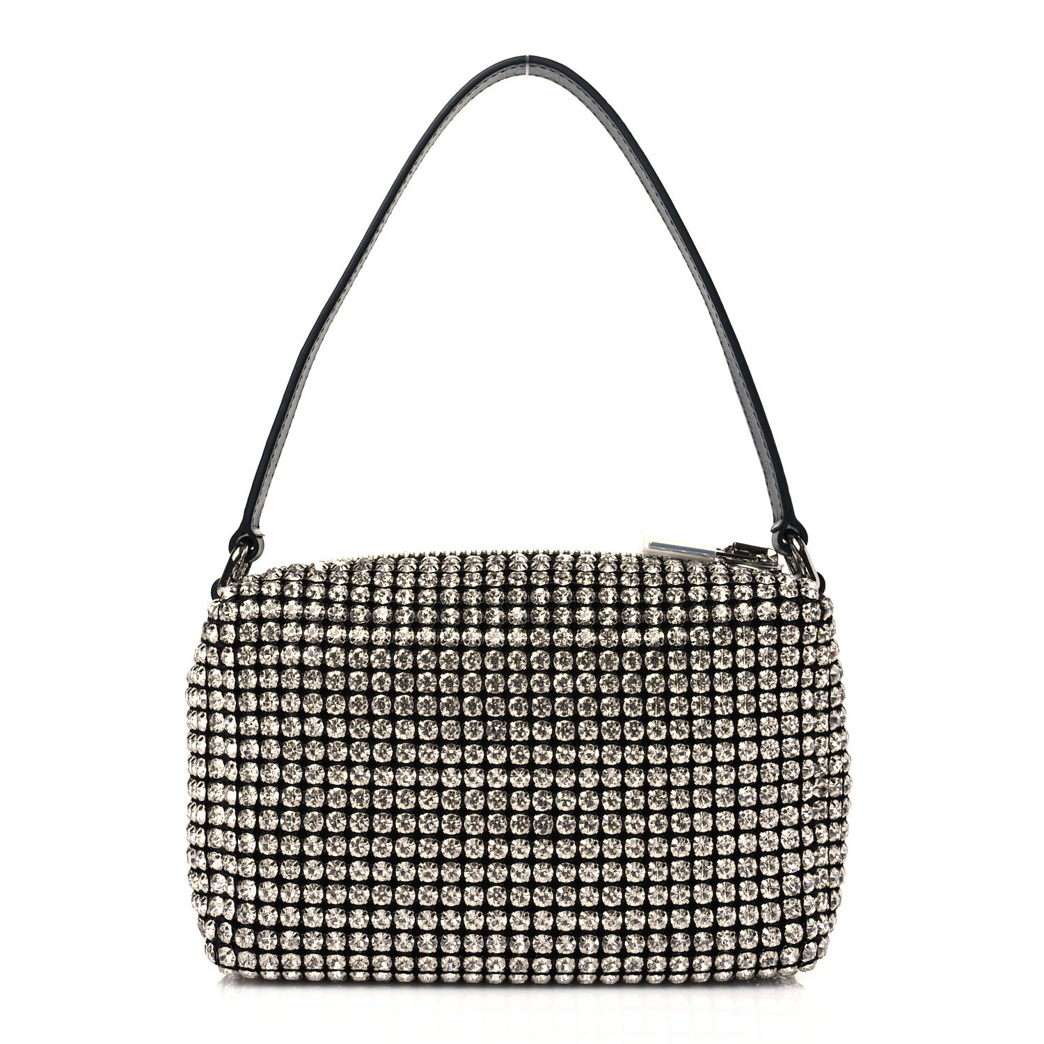 Alexander Wang Mesh Crystal Rhinestone Mini Heiress Pouch Black Silver 1 of 12