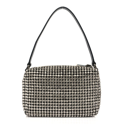 Alexander Wang Mesh Crystal Rhinestone Mini Heiress Pouch Black Silver 1 of 12