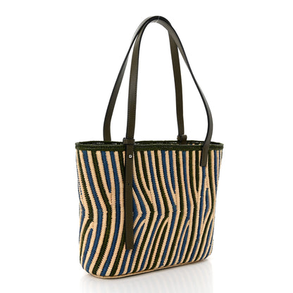 Loewe Raffia Square Small Basket Tote Bag Natural Khaki Blue 3 of 9