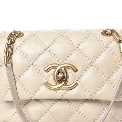 Chanel Calfskin Quilted Retro Chain Flap Beige 10 of 10
