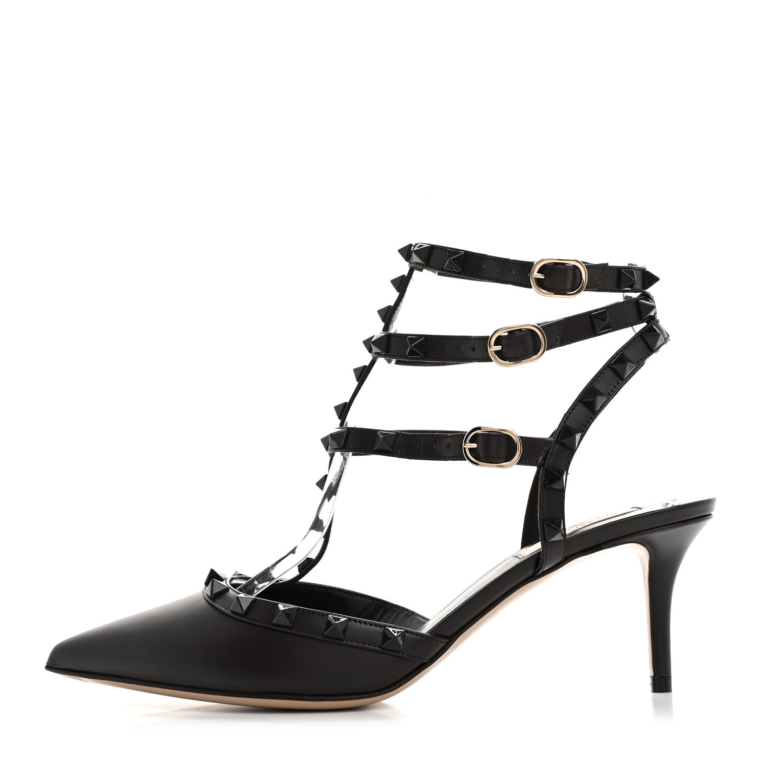 Valentino Garavani Calfskin Nappa Monochrome Rockstud Ankle Strap 65mm Pumps 40 Brown 1 of 11