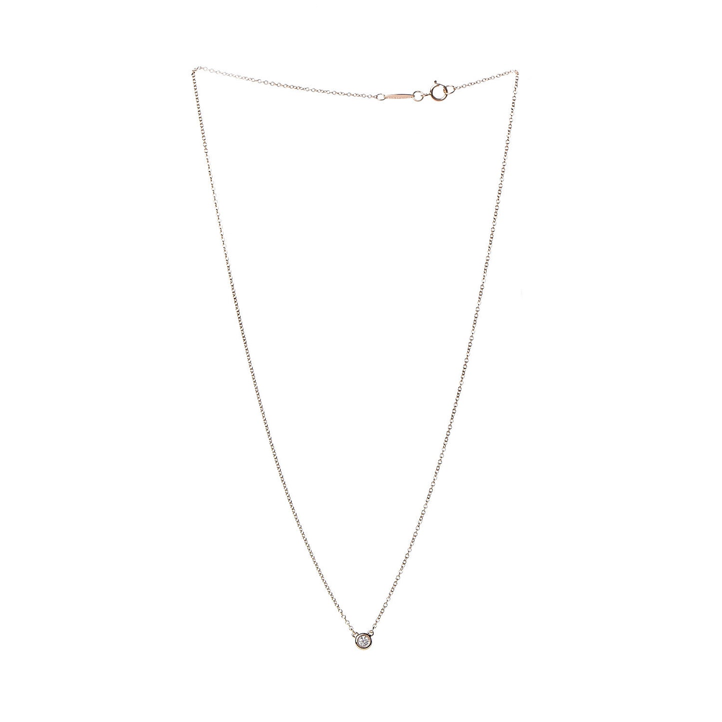 18K Rose Gold Diamond .07ct Elsa Peretti Diamonds by the Yard Pendant Necklace