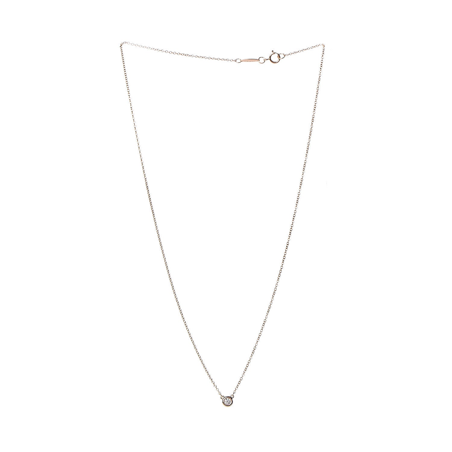 Tiffany 18K Rose Gold Diamond .07ct Elsa Peretti Diamonds by the Yard Pendant Necklace 3 of 6