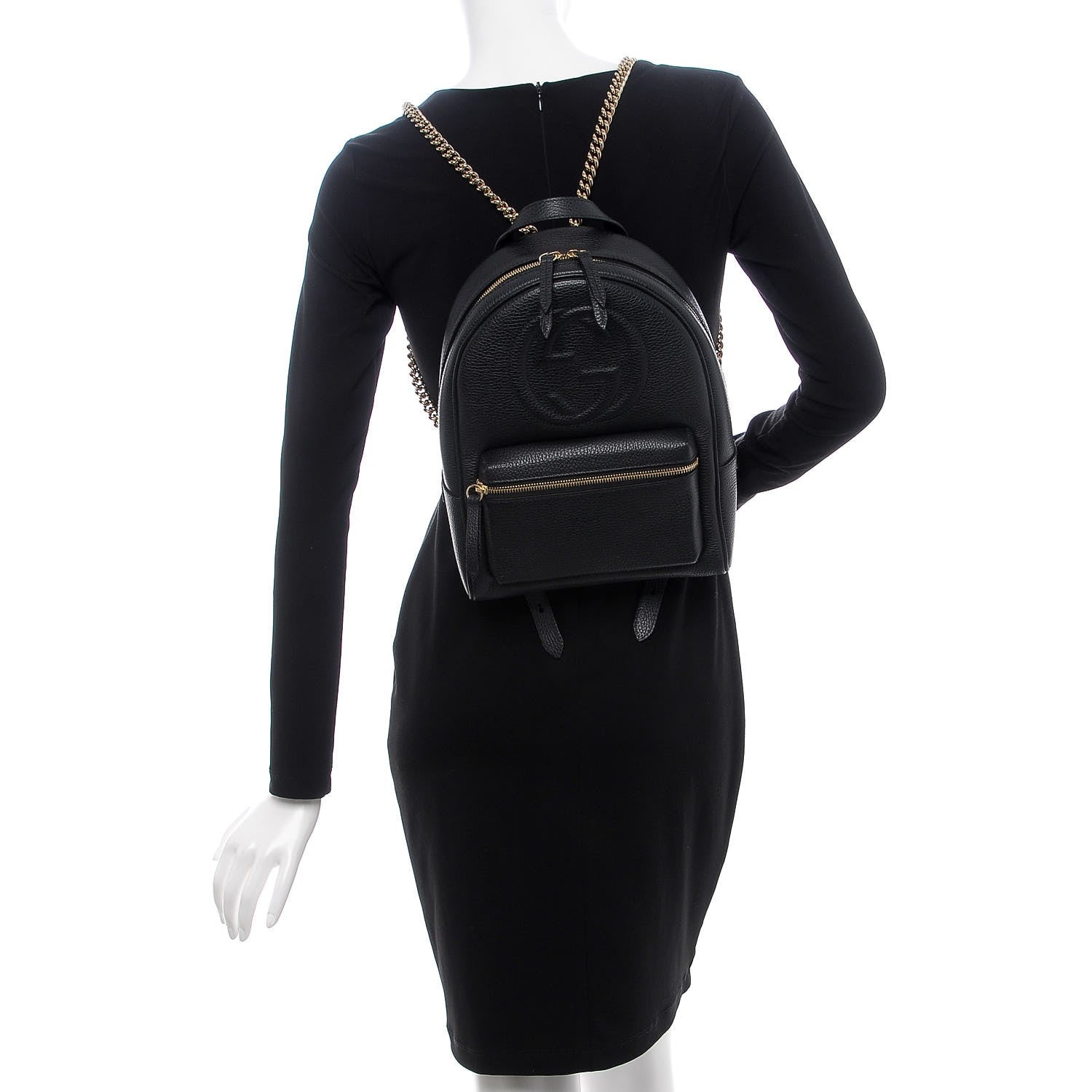 Gucci Pebbled Calfskin Soho Chain Backpack Black 2 of 7