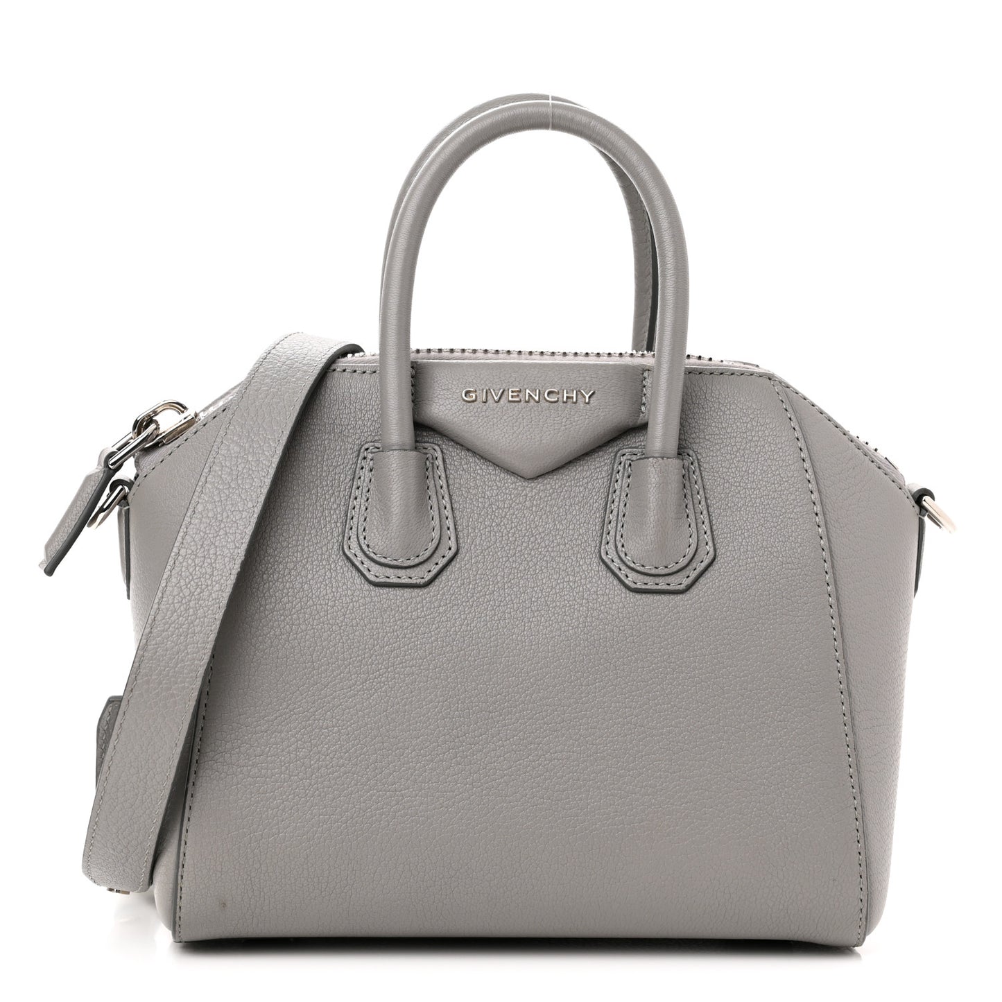 Sugar Goatskin Mini Antigona Pearl Grey
