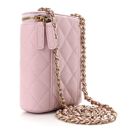 Chanel Caviar Quilted Vertical Coco Beauty Vanity Case With Chain Pale Pink 2 of 11