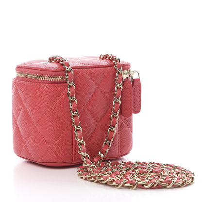 Chanel Caviar Quilted Mini Vanity Case With Chain Red 3 of 11