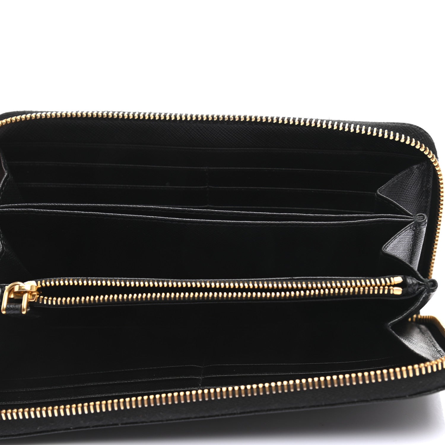 Prada Saffiano Metal Zip Around Wallet Black 5 of 8