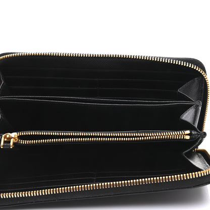 Prada Saffiano Metal Zip Around Wallet Black 5 of 8