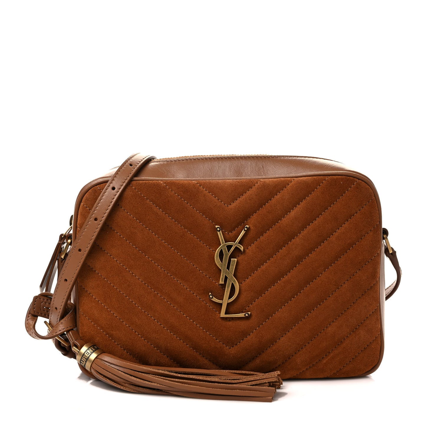 Suede Matelasse Monogram Lou Camera Bag Cinnamon