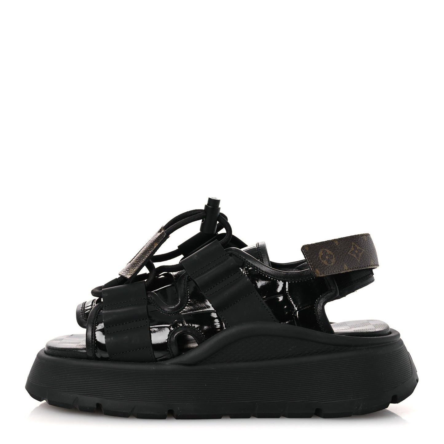 Lambskin Sunset Comfort Platform Sandals 38 Black