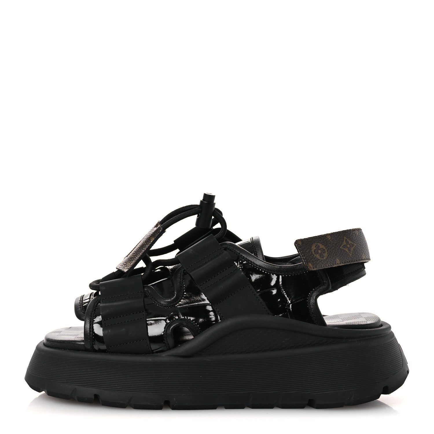 Louis Vuitton Lambskin Sunset Comfort Platform Sandals 38 Black 1 of 11