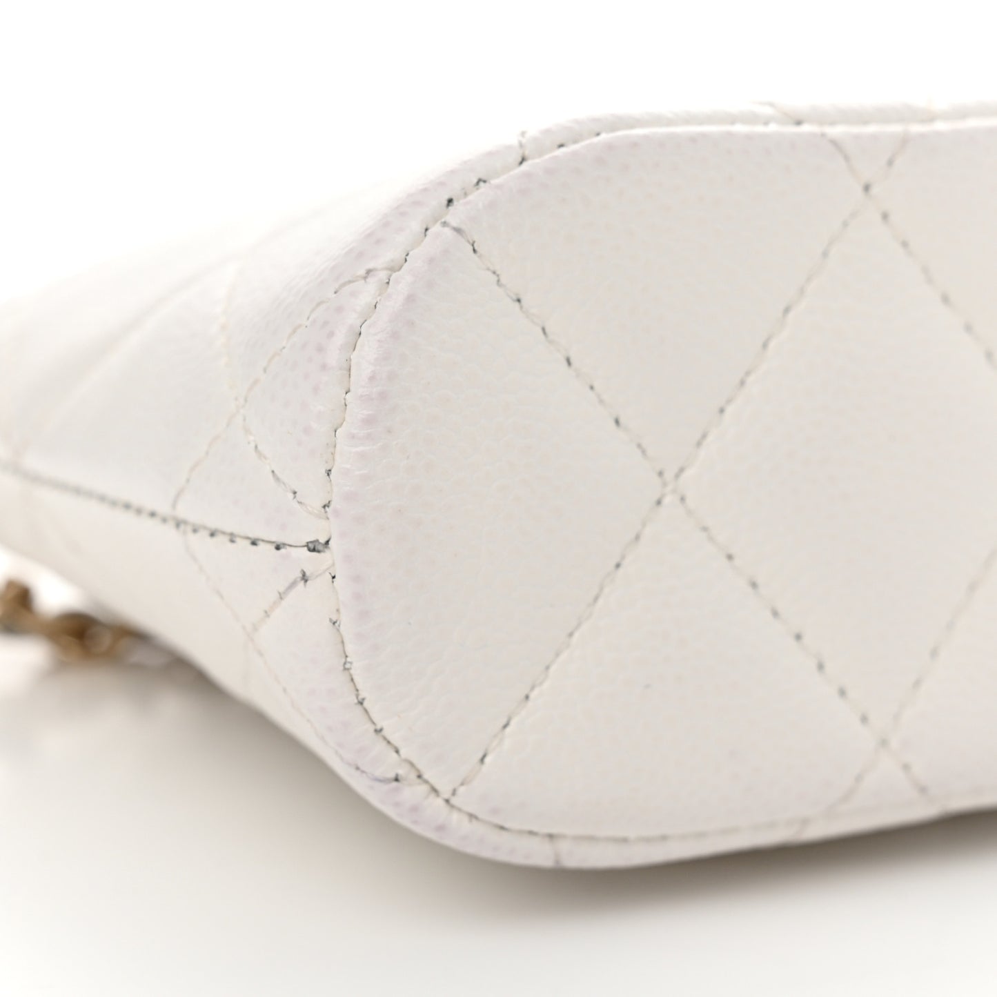 Caviar Quilted Classic Clutch with Chain White