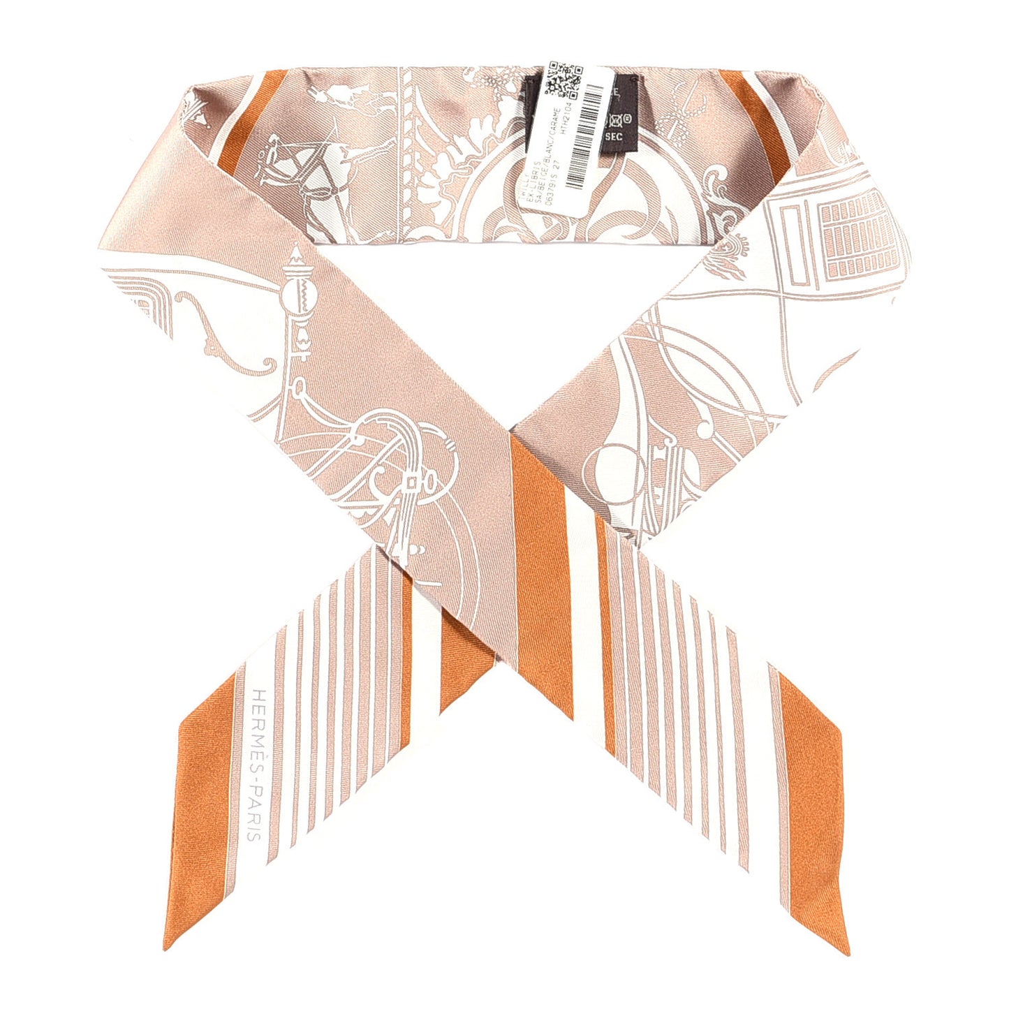 Silk Ex-Libris Twilly Beige White Caramel