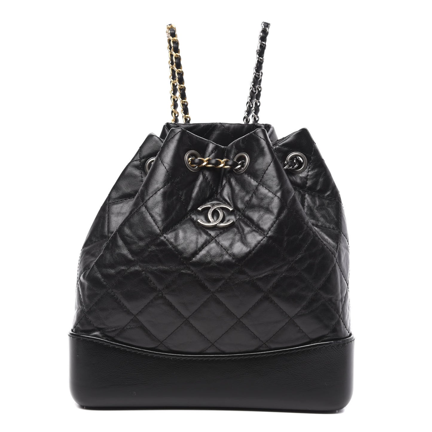 Aged Calfskin Quilted Small Gabrielle Backpack Black