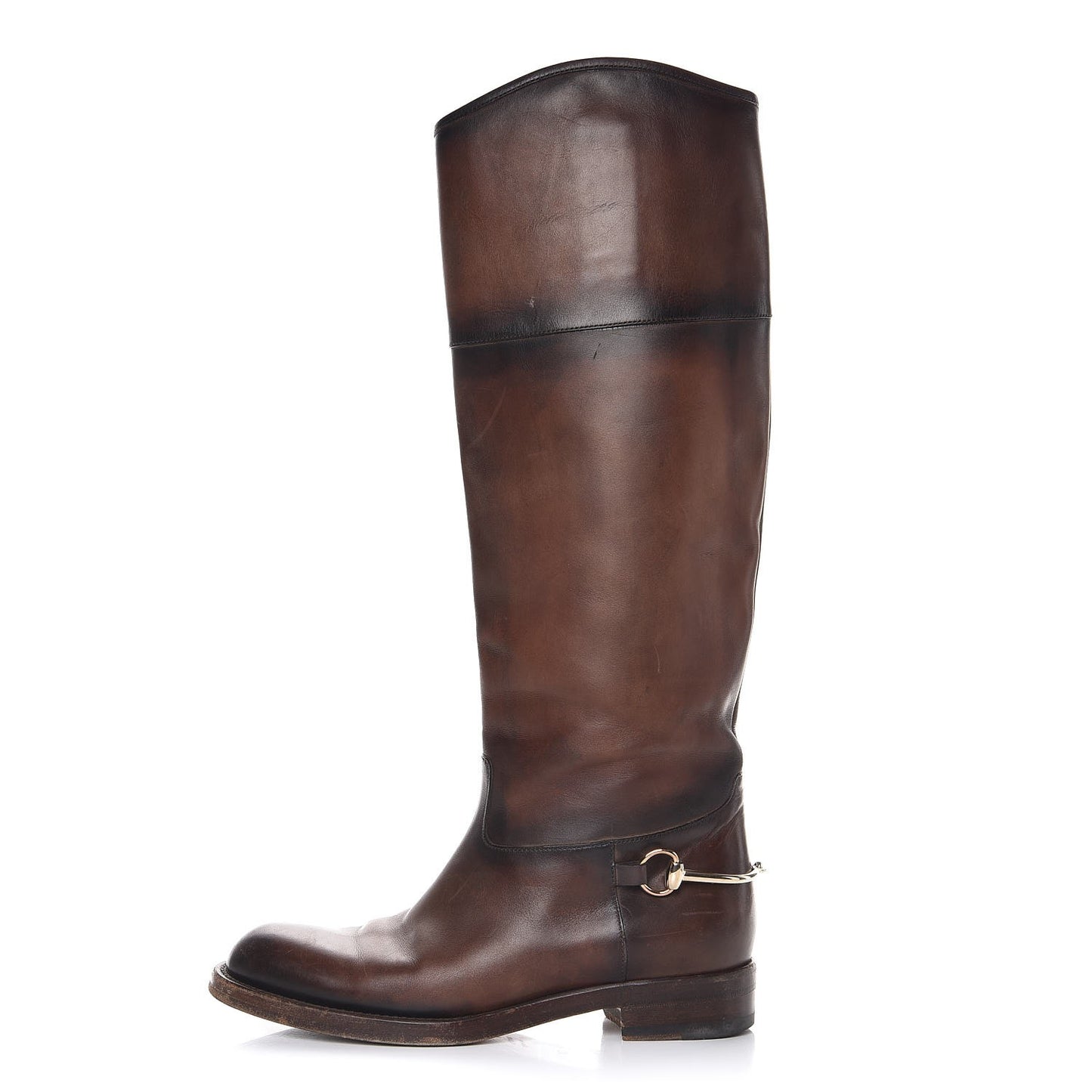 Calfskin Horsebit Tall Boots 37 Brown