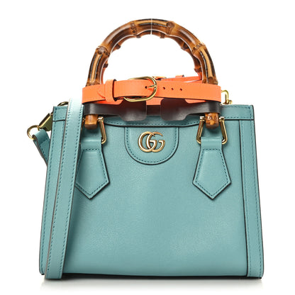Gucci Wonka Grain Calfskin Mini Diana Tote Bag Dusty Azure Orange Fluo 1 of 11