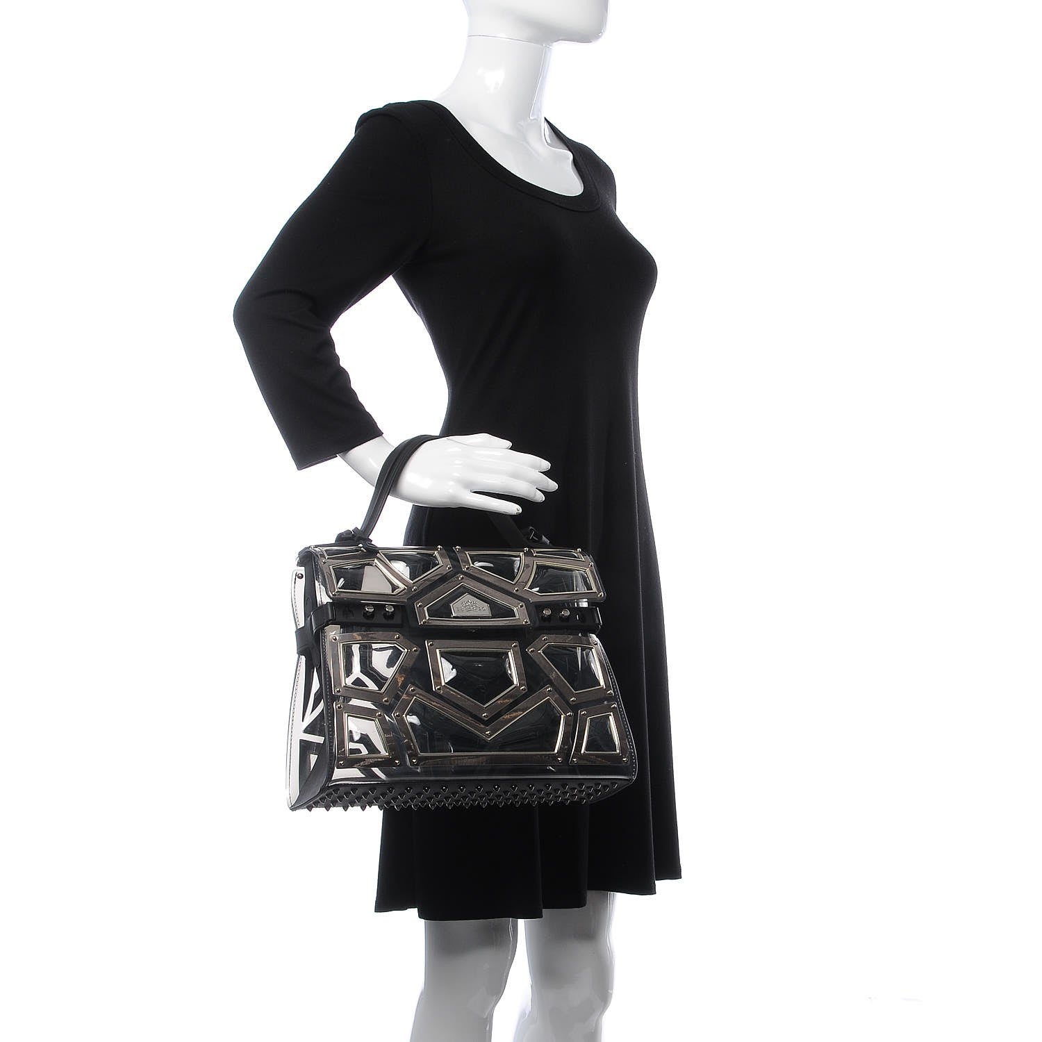 Delvaux Vinyl Gladiator Tempete Satchel Antique Silver Gold 2 of 8
