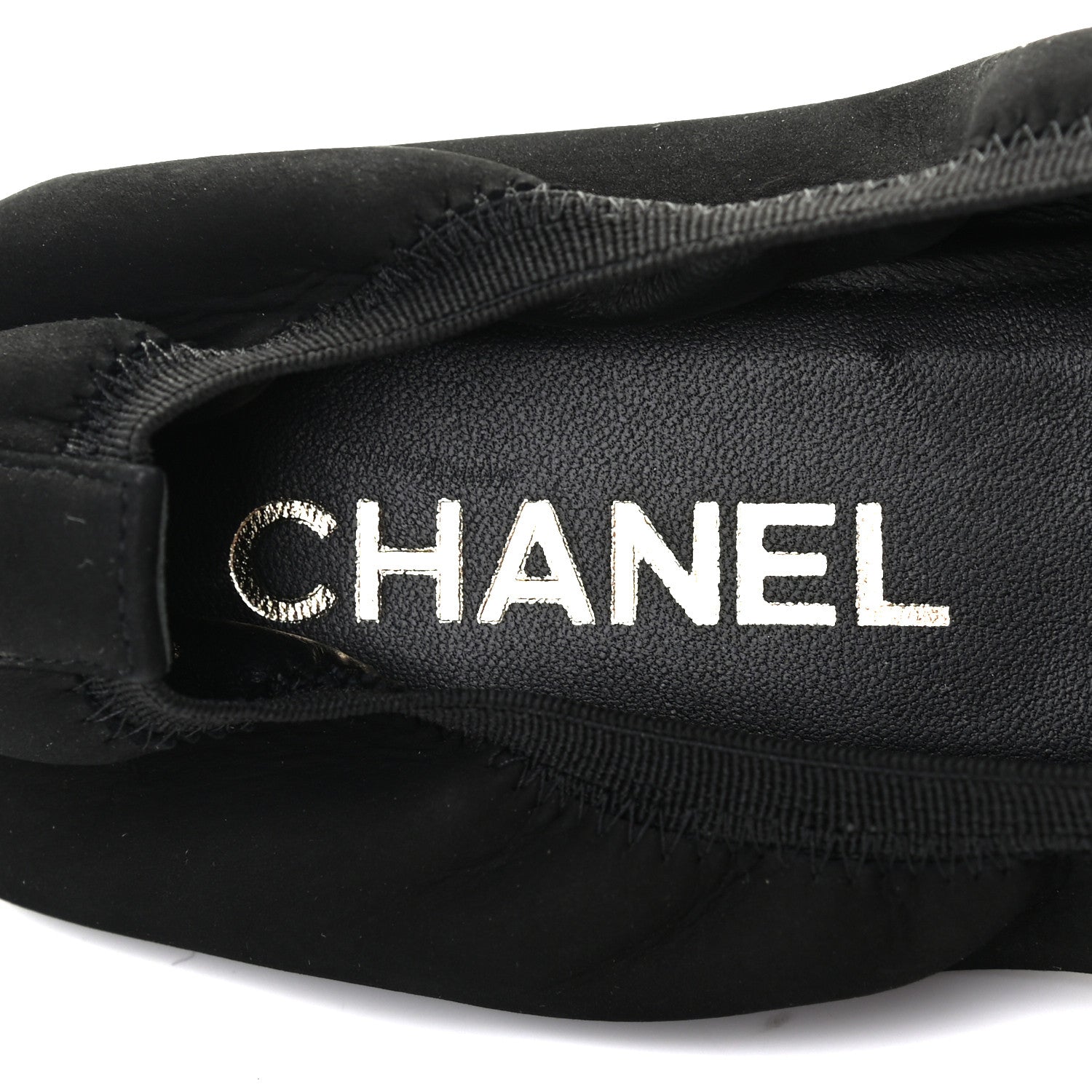 Chanel Nubuck Suede CC Elastic Cap Toe Ballerina Flats 39.5 Black 6 of 8