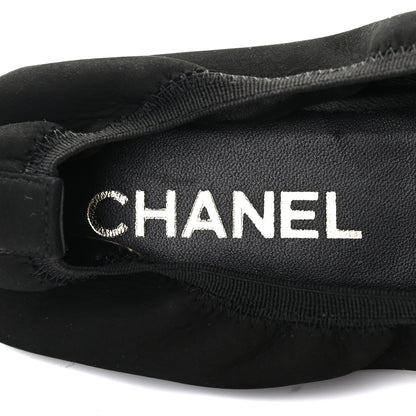 Chanel Nubuck Suede CC Elastic Cap Toe Ballerina Flats 39.5 Black 6 of 8