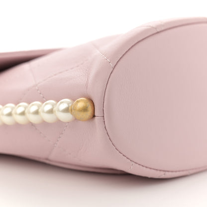 Chanel Calfskin Quilted Pearl Small About Pearls Hobo Bag Light Pink 9 of 13