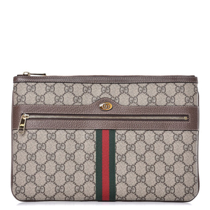 Gucci GG Supreme Monogram Large Ophidia Pouch Clutch Brown 1 of 8