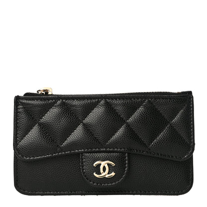 Chanel Caviar Quilted Flap Zip Card Holder Black 1 of 10
