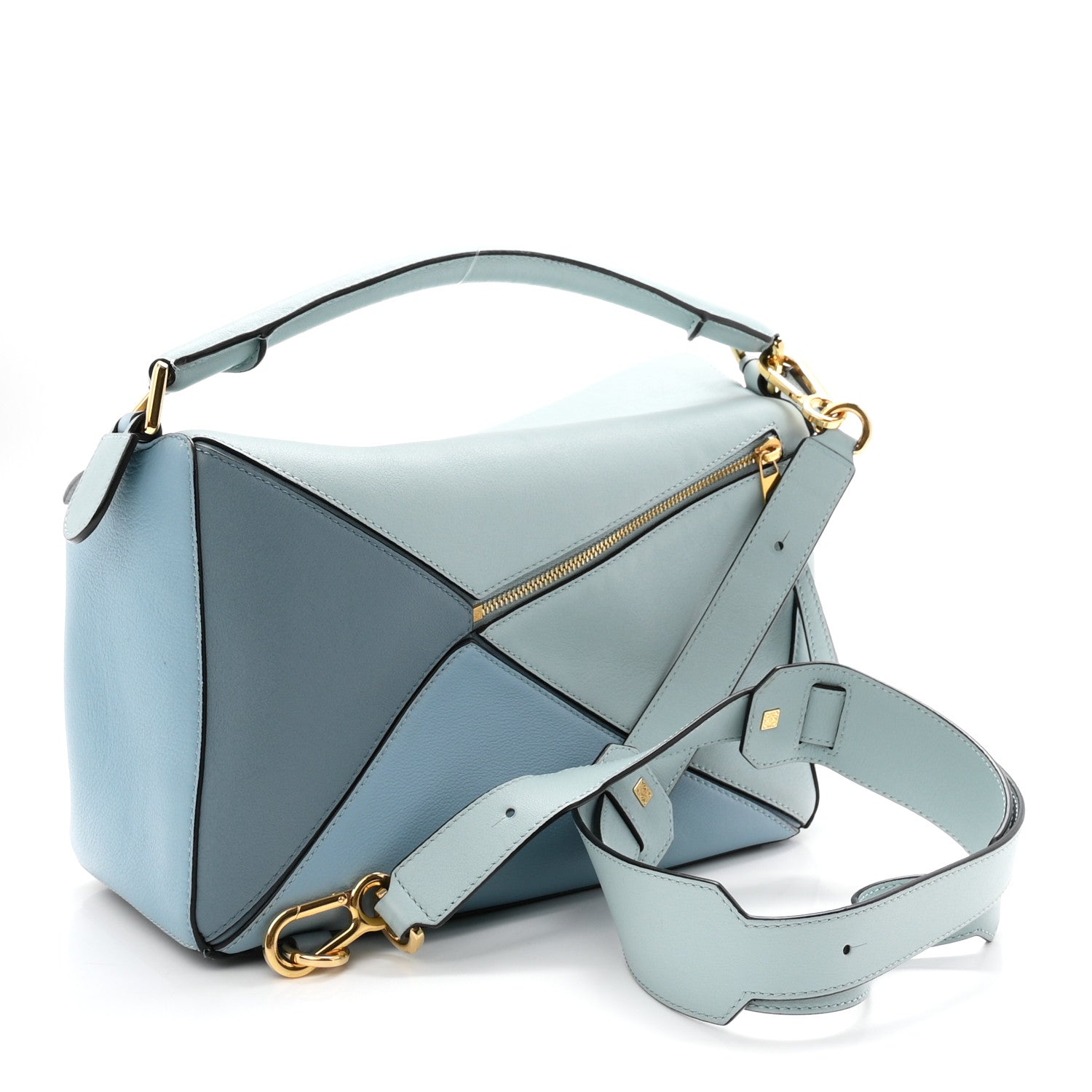 Loewe Calfskin Medium Puzzle Bag Aqua Light Blue Stone Blue