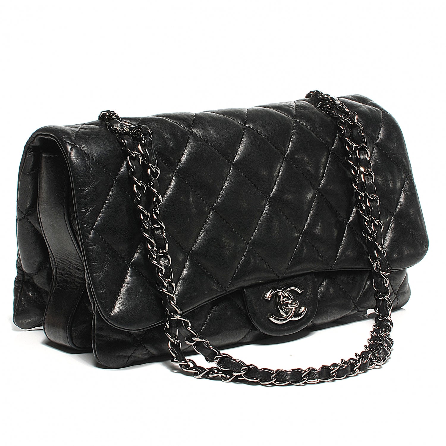 Chanel Lambskin Quilted 3 Large Flap Black 9 of 10