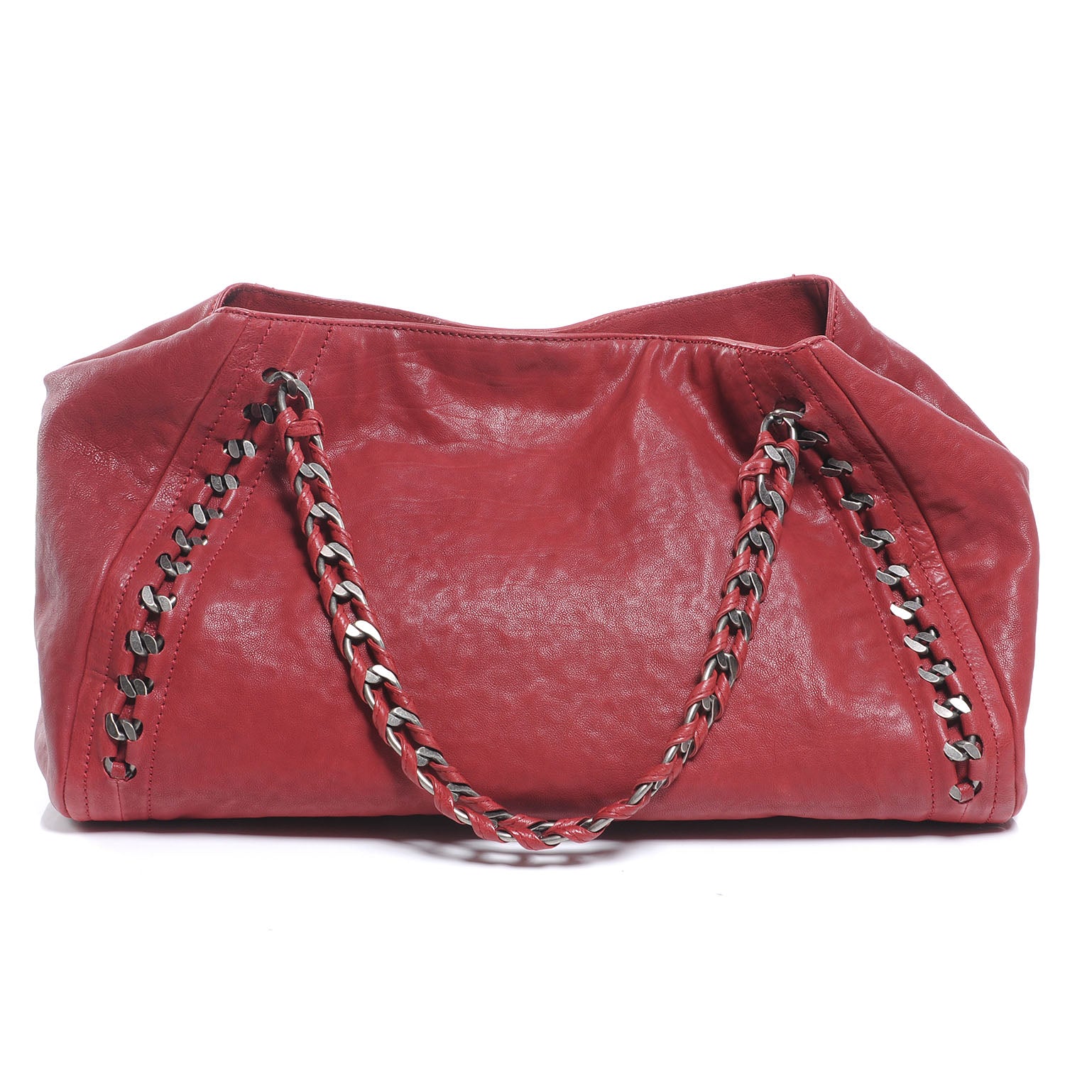 Chanel Caviar Luxe Ligne Modern Chain Tote Large Red 3 of 7