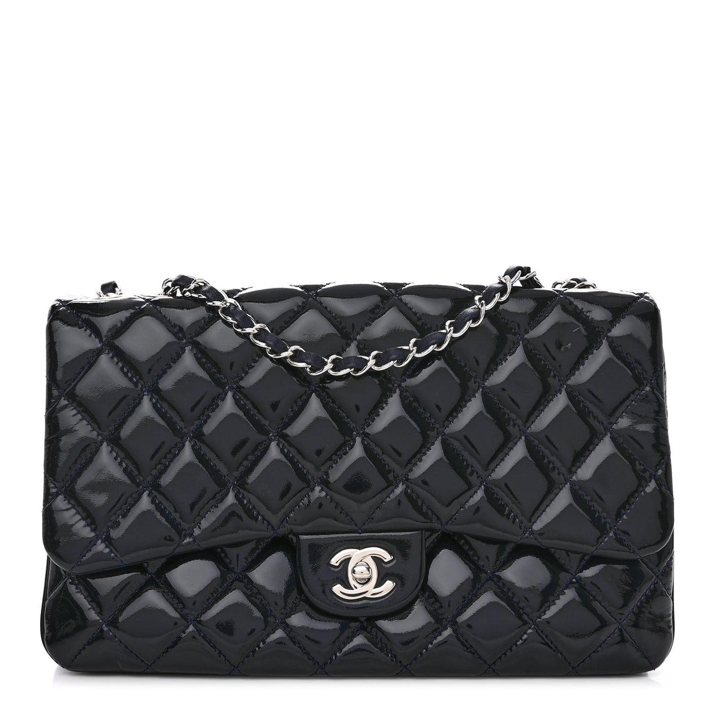 Patent Quilted 3 Jumbo Flap Navy