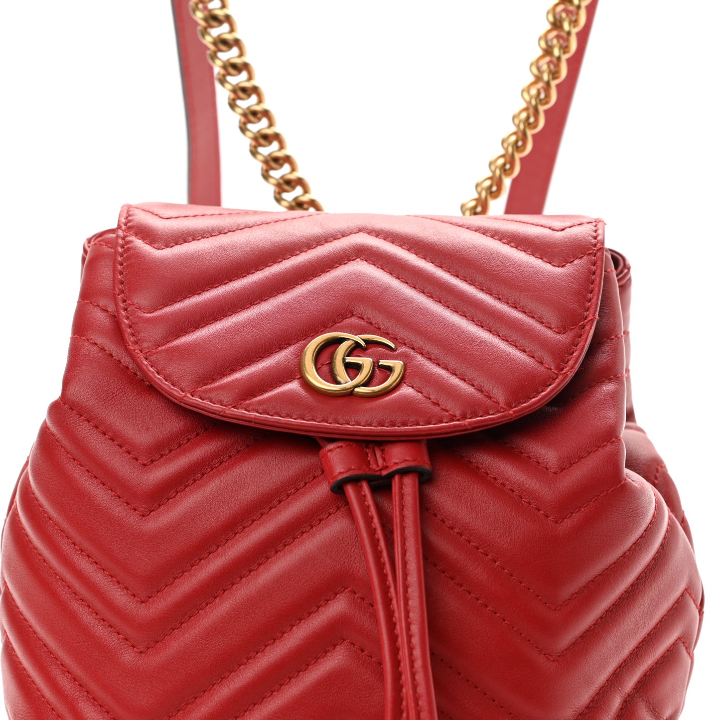 Calfskin Matelasse GG Marmont Flap Backpack Hibiscus Red