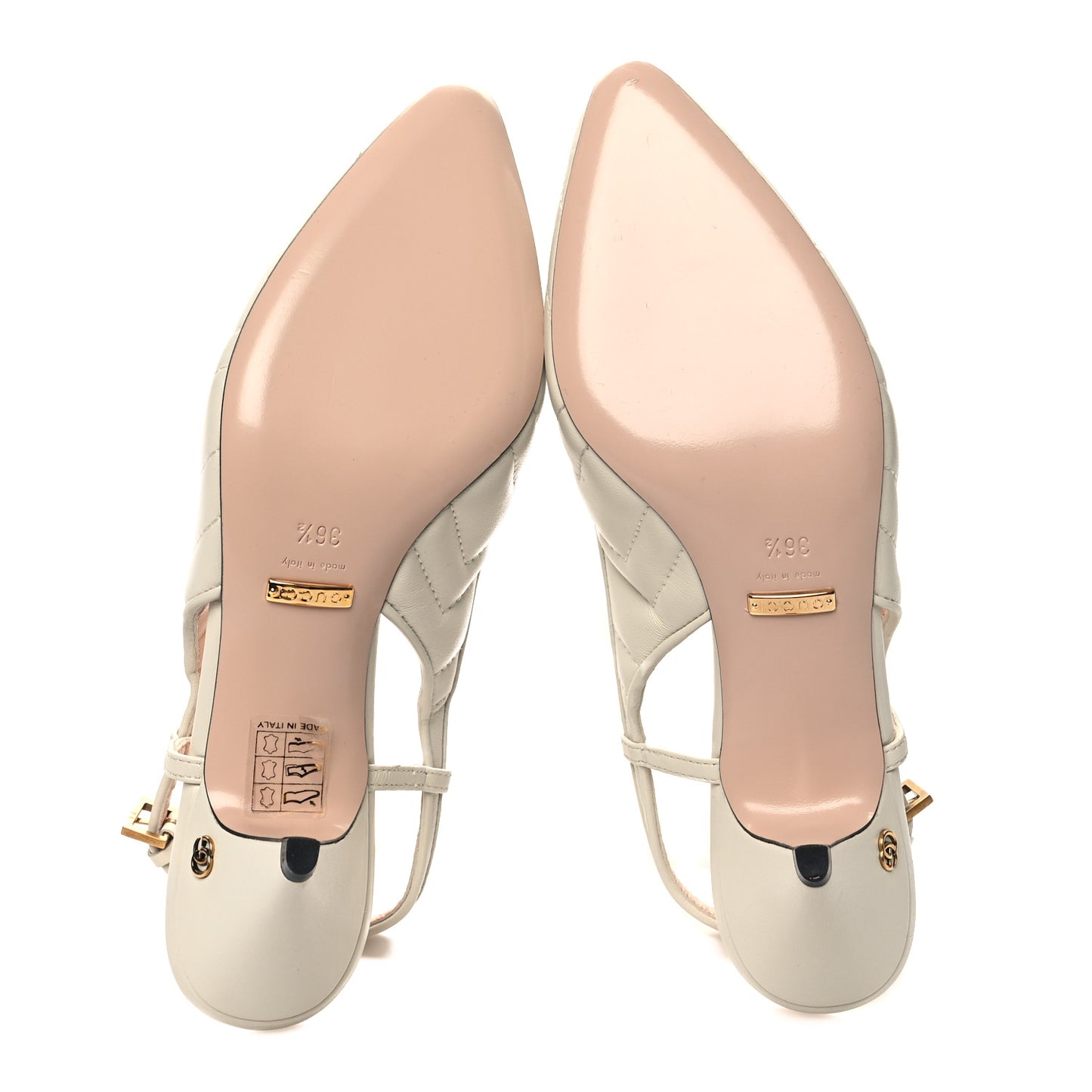 Nappa Charlotte Chevron Matelasse Double G 75mm Slingback Pumps 36.5 Mystic White