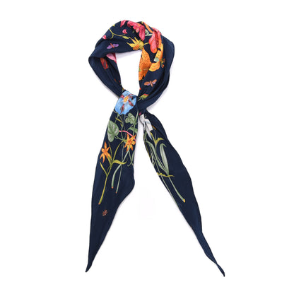Gucci Silk Flora Wrap Scarf Navy 1 of 4