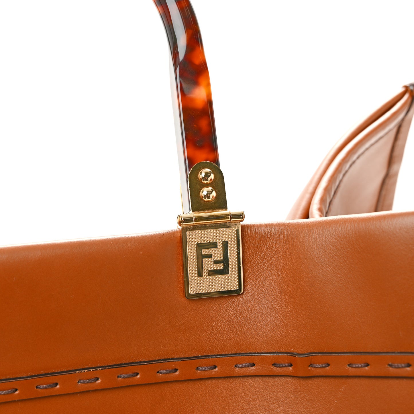 Vitello King Plexiglass Large Fendi Sunshine Shopper Tote Cuoio