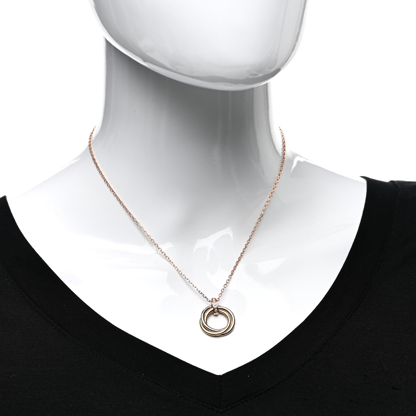18K Pink White Yellow Gold Diamond Trinity Pendant Necklace