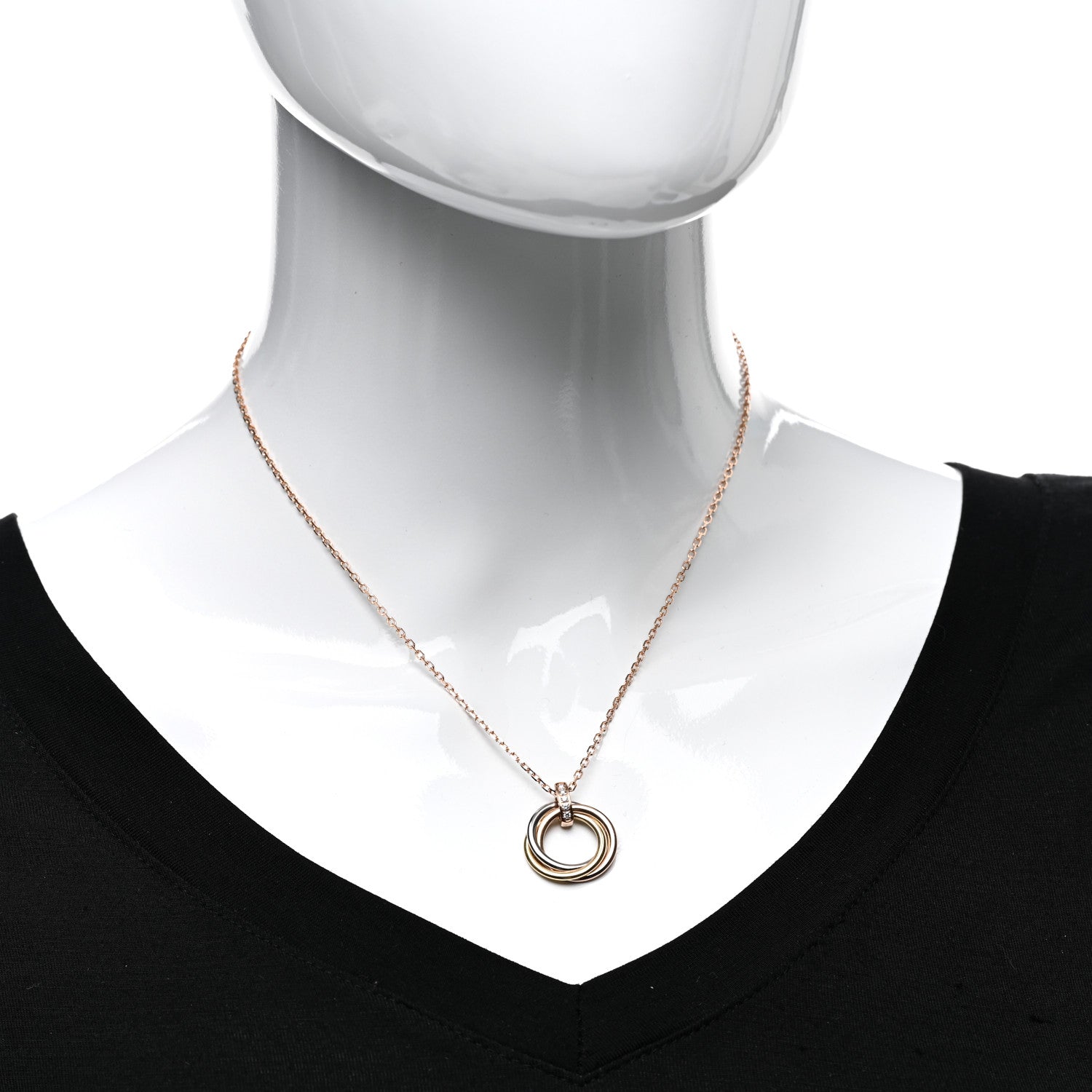 Cartier 18K Pink White Yellow Gold Diamond Trinity Pendant Necklace 2 of 6