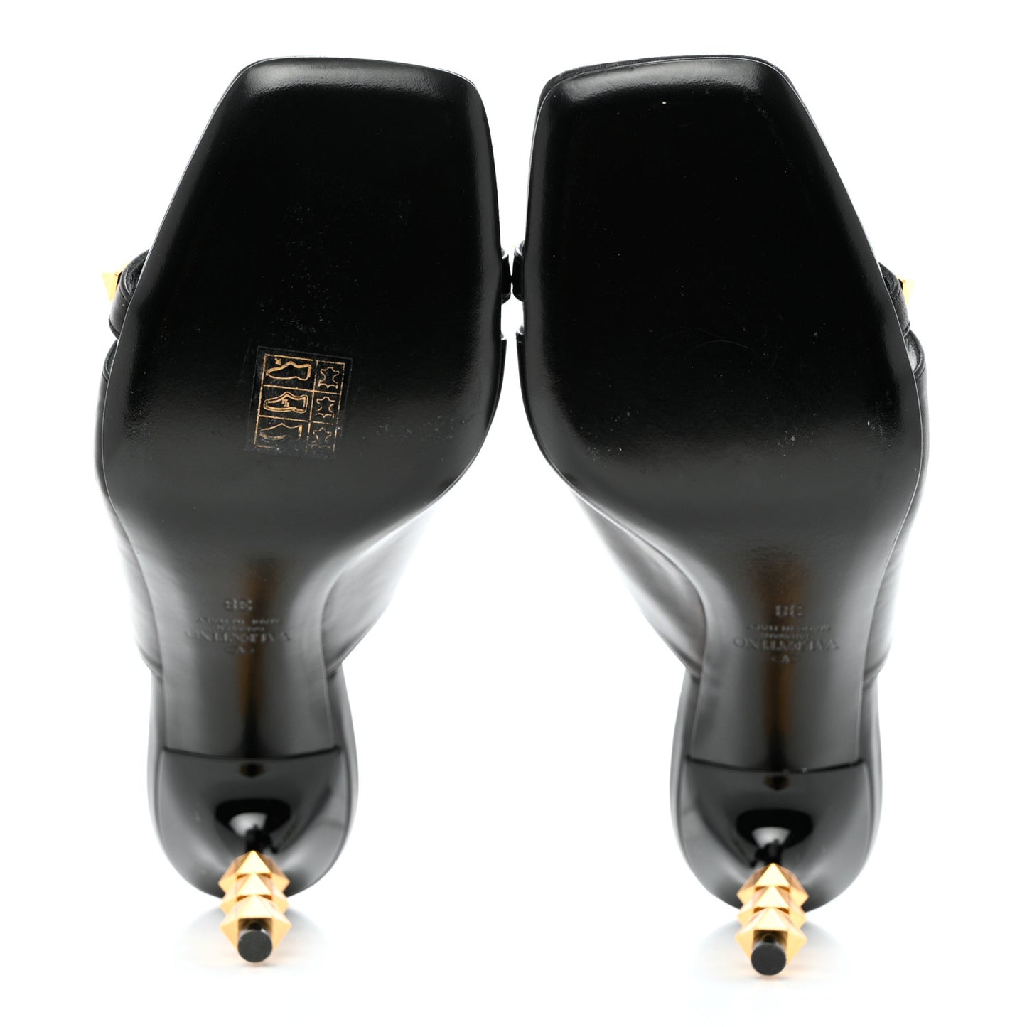 Nappa Rockstud Tower Heel Mules 38 Black