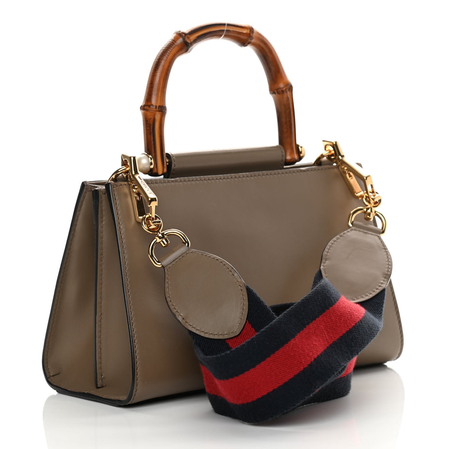 Nappa Bamboo Web Mini Nymphaea Top Handle Bag Brown
