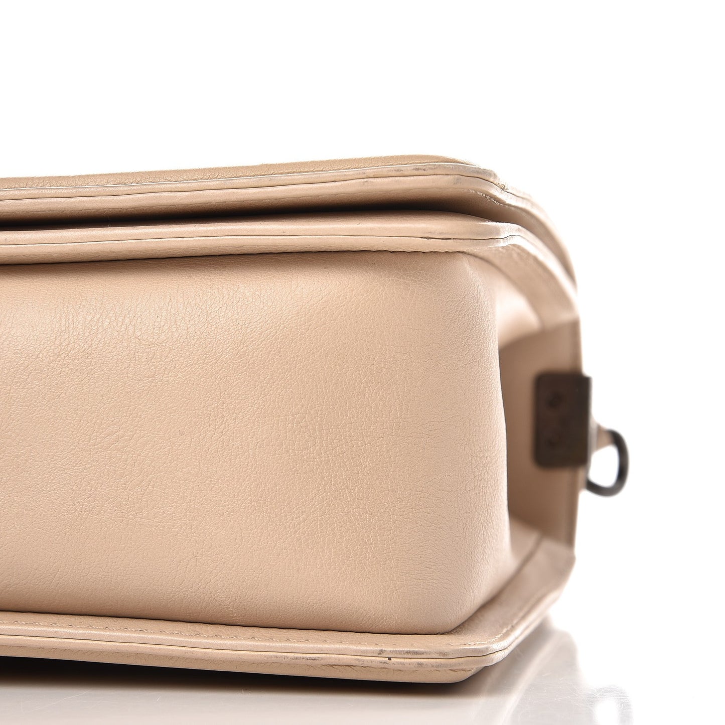 Calfskin Double Stitch New Medium Boy Flap Beige