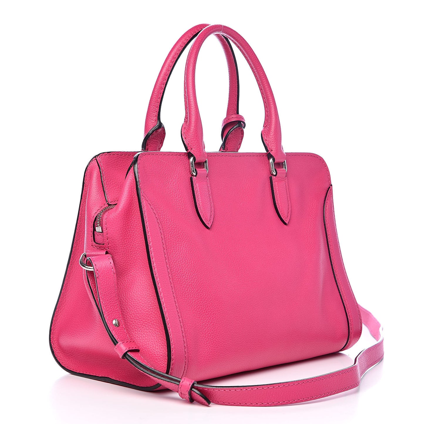 Pebbled Calfskin Small Skull Padlock Zip Around Tote Bouganville