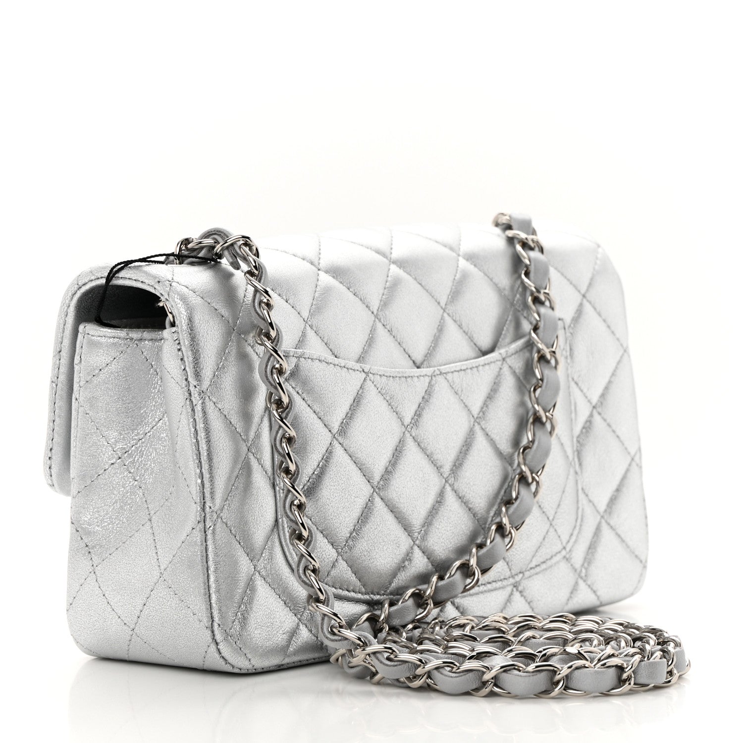 Chanel Metallic Lambskin Quilted Mini Rectangular Flap Silver 3 of 11