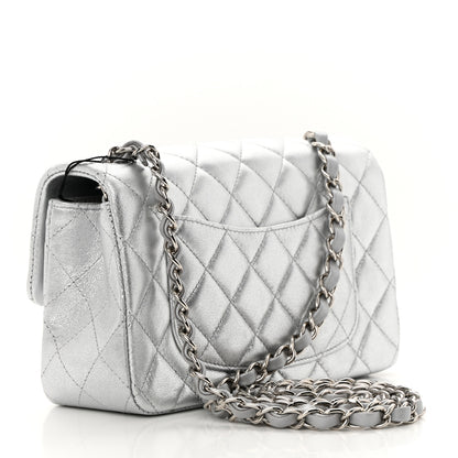 Chanel Metallic Lambskin Quilted Mini Rectangular Flap Silver 3 of 11