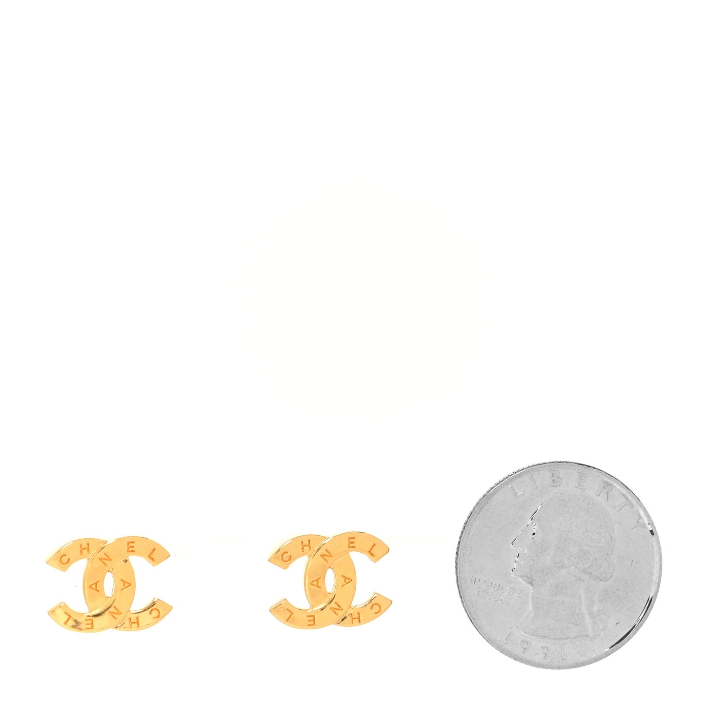 Metal CC Paris Button Stud Earrings Gold