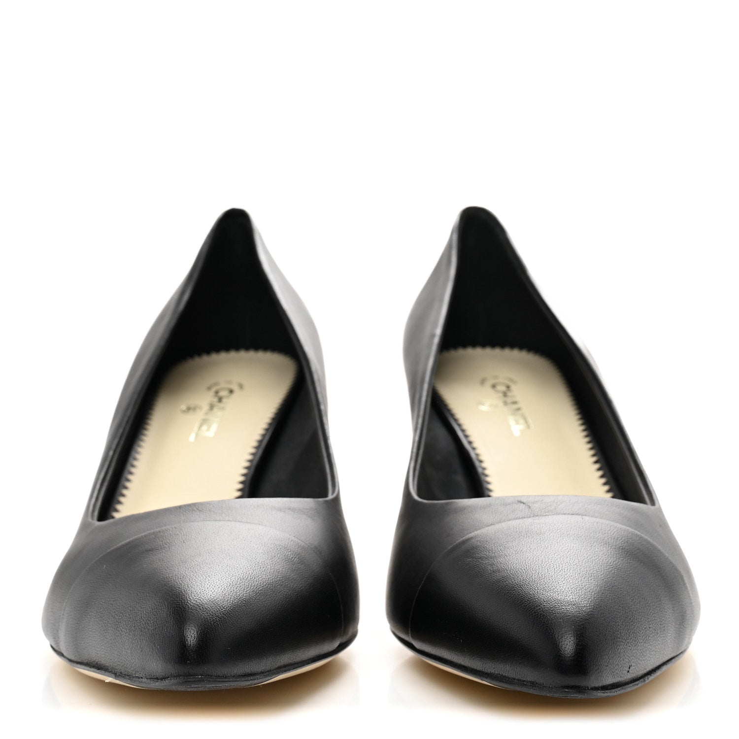Chanel Lambskin CC Cap Toe Kitten Heel Pumps 39.5 Black 3 of 10