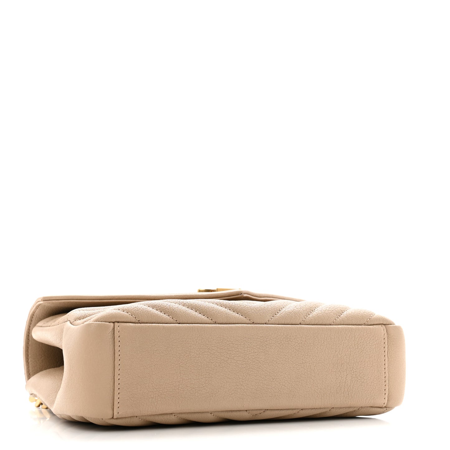 Sheepskin Matelasse Chevron Monogram Medium College Bag Dark Beige
