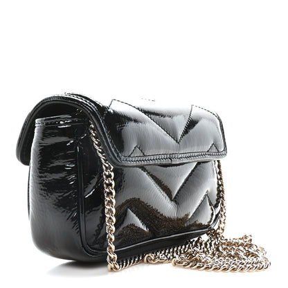 Gucci Patent Lambskin Matelasse Super Mini GG Marmont Shoulder Bag Black 3 of 9