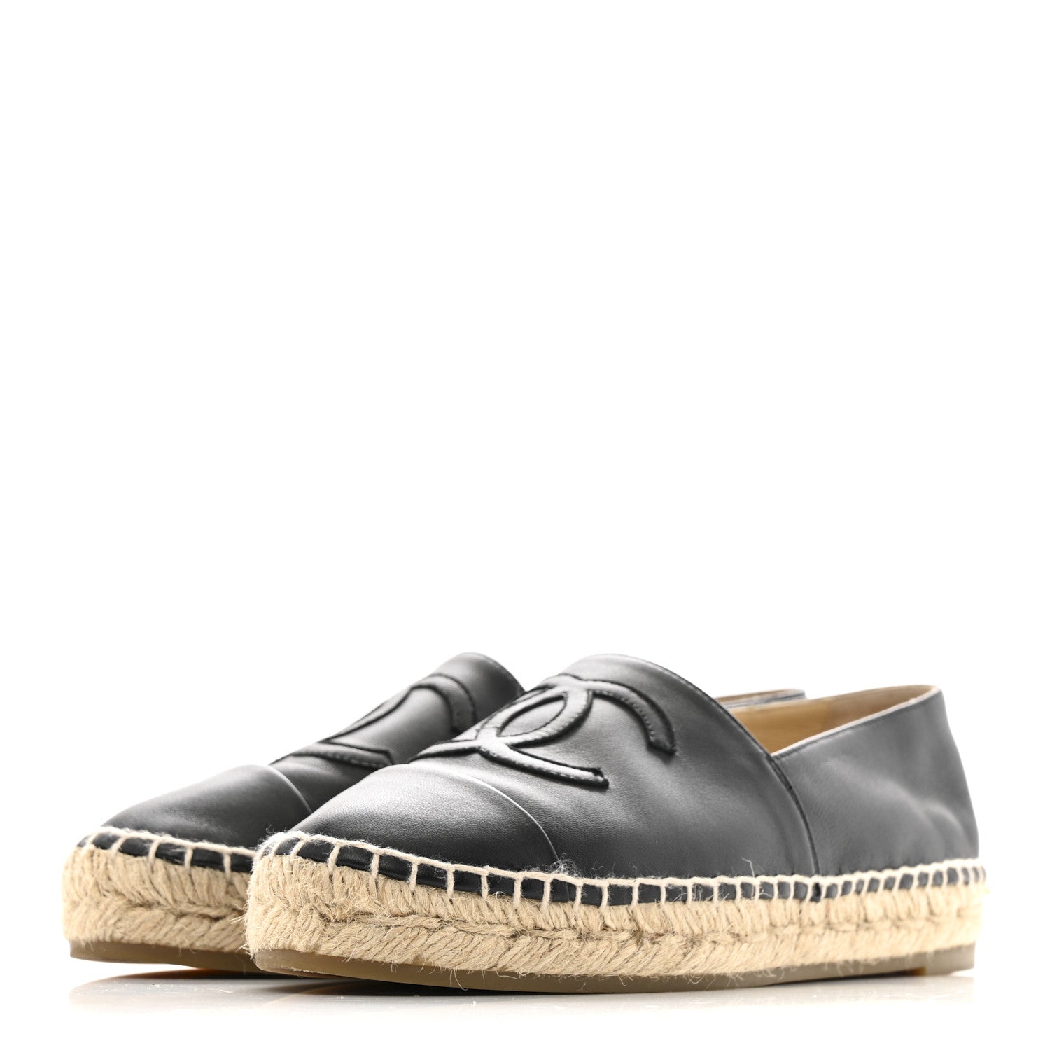 Chanel Lambskin CC Espadrilles 36 Black 4 of 10