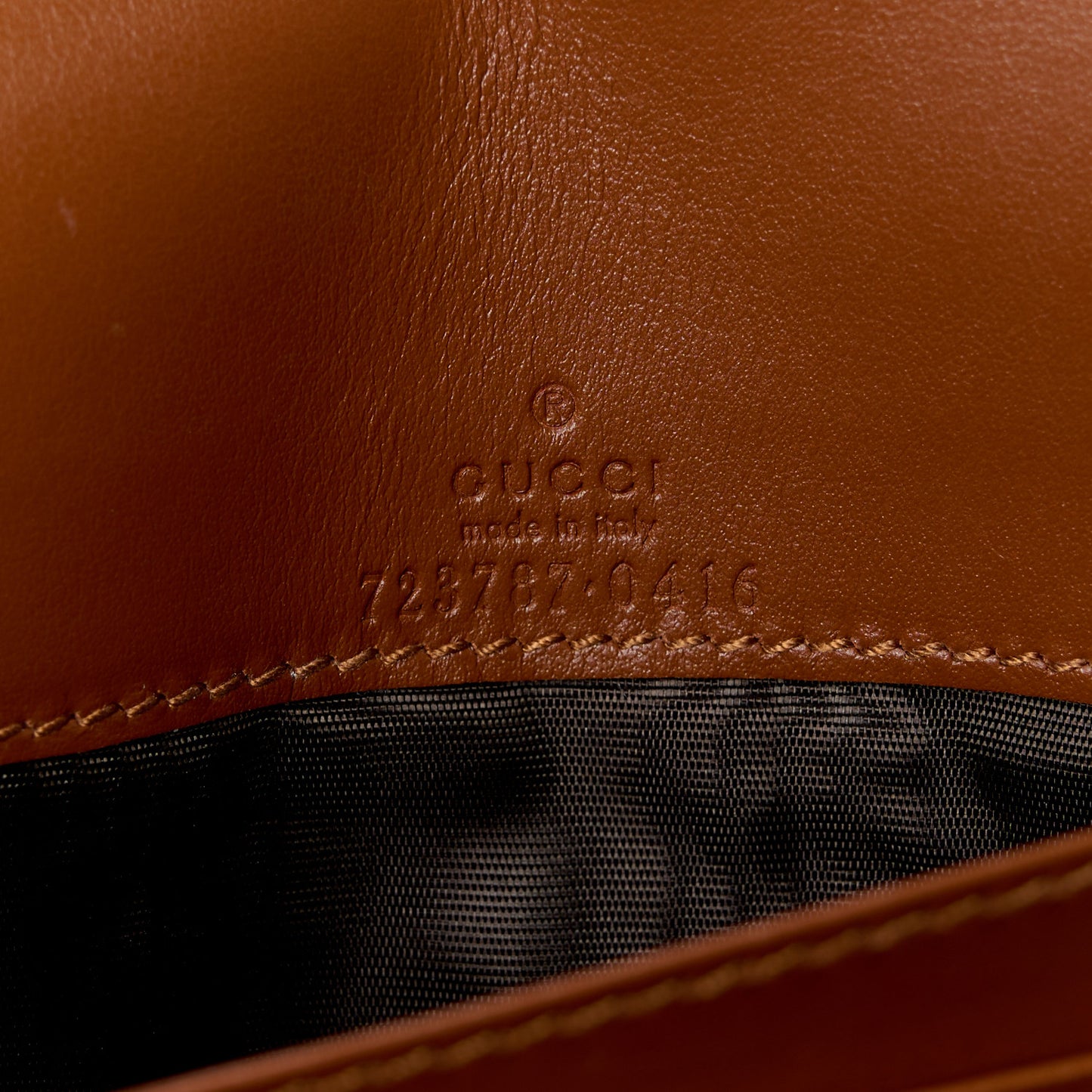 Calfskin GG Matelasse Chain Wallet Peanut Brown
