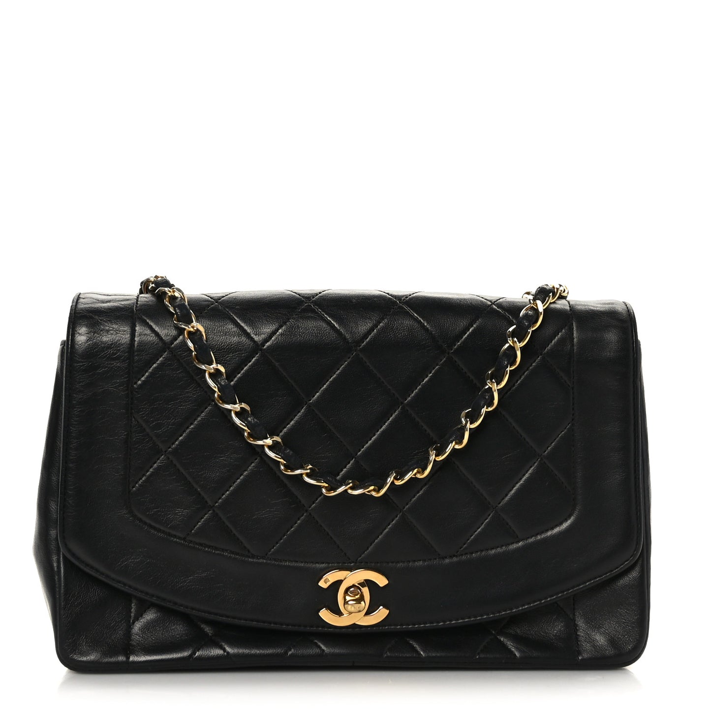 Lambskin Quilted Medium Single Flap Black